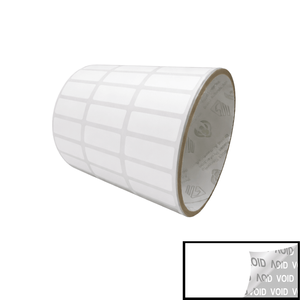 250 TamperVoidPro® White Tamper-Evident Security Labels Seal Sticker, Rectangle 1" x 0.375" (25mm x 9mm).