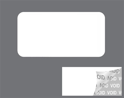500 TamperVoidPro® White Tamper-Evident Security Labels Seal Sticker, Rectangle 1" x 0.5" (25mm x 13mm).