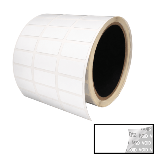 250 TamperVoidPro¬Æ White Tamper-Evident Security Labels Seal Sticker, Rectangle 1" x 0.5" (25mm x 13mm).