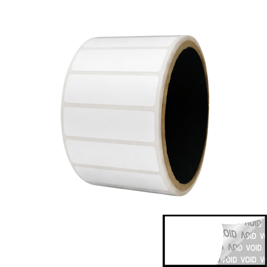 5,000 TamperVoidPro® White Tamper-Evident Security Labels Seal Sticker, Rectangle 2" x 0.5" (51mm x 13mm).