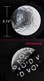 250 Bright TamperVoid® Metallic Silver Tamper-Evident Security Labels Seal Sticker, Round/ Circle 0.75" diameter (19mm).