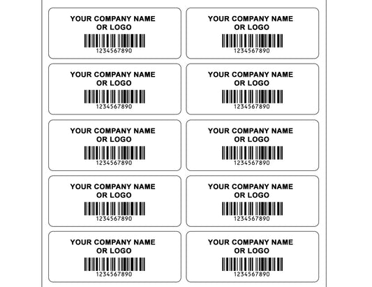 10,000 Custom Printed Asset Identification Security Stickers White Color Size 1.5" x  0.6" (38mm x 15mm) >Click on item details to customize.