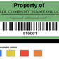 10,000 Custom Printed Two Colors Asset Identification Tags 1.5" x 0.6" (38mm x 15mm) >Click on item details to customize.