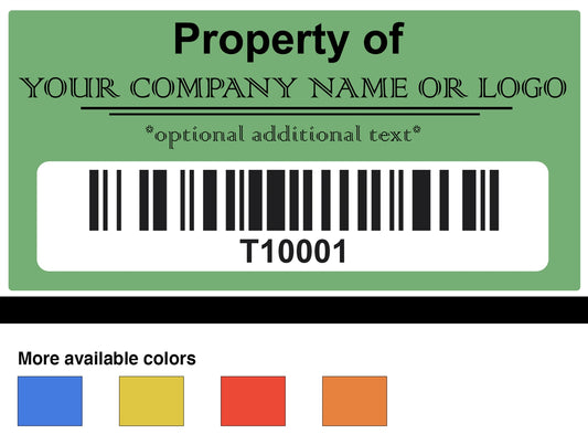 10,000 Custom Printed Two Colors Asset Identification Tags 1.5" x 0.6" (38mm x 15mm) >Click on item details to customize.