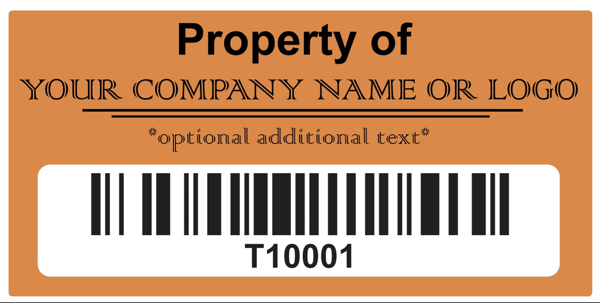 10,000 Custom Printed Two Colors Asset Identification Tags 1.5" x 0.6" (38mm x 15mm) >Click on item details to customize.