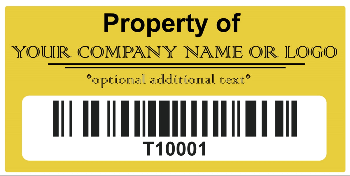 10,000 Custom Printed Two Colors Asset Identification Tags 1.5" x 0.6" (38mm x 15mm) >Click on item details to customize.