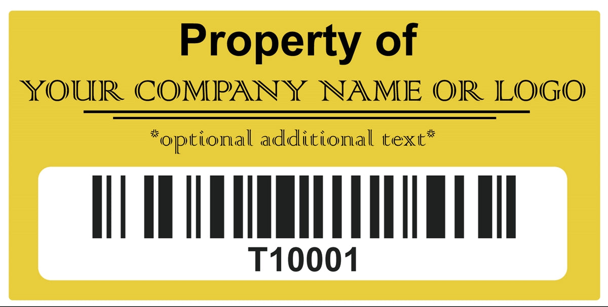 500 Custom Printed Two Colors Asset Identification Tags 1.5" x 0.6" (38mm x 15mm) >Click on item details to customize.