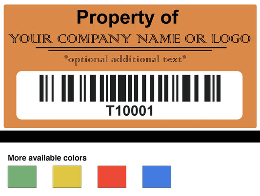 5,000 Custom Printed Two Colors Asset Identification Tags 1.5" x 0.6" (38mm x 15mm) >Click on item details to customize.