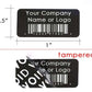 500 TamperColor Black Custom Printed Security Labels: Tamper Evident, Rectangle 1" x 0.5" (25mm x 13mm) >Click on item details to customize.