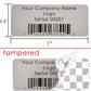 2,000 TamperColor Grey Custom Printed Security Labels: Tamper Evident, Rectangle 1" x 0.5" (25mm x 13mm) >Click on item details to customize.