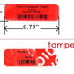 10,000 TamperColor Red Custom Printed Security Labels: Tamper Evident, Rectangle 0.75" x 0.25" (19mm x 6mm) >Click on item details to customize.