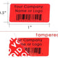 10,000 TamperColor Red Custom Printed Security Labels: Tamper Evident, Rectangle 1" x 0.5" (25mm x 13mm) >Click on item details to customize.