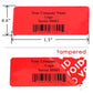 10,000 TamperColor Red Custom Printed Security Labels: Tamper Evident, Rectangle 1.5" x 0.6" (38mm x 15mm) >Click on item details to customize.