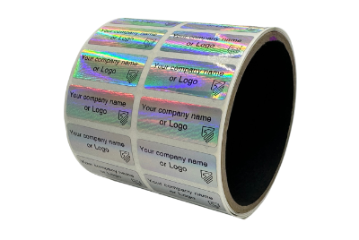 10,000 TamperColor Holographic Rainbow Color/ Finish Custom Printed Security Labels: Tamper Evident, Rectangle 1.5" x 0.6" (38mm x 15mm) >Click on item details to customize.