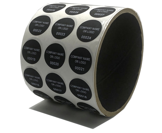 500 Non Residue Black Tamper-Evident Stickers TamperGuard® Security Label Seal , Round/ Circle 0.75" diameter (19mm) >Click on item details to customize.