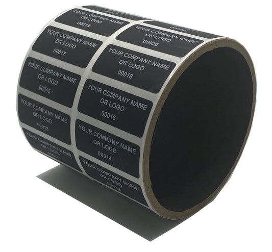 10,000 Non Residue Black Tamper-Evident Stickers TamperGuard® Security Label Seal , Rectangle 1.5" x 0.6" (38mm x 15mm) >Click on item details to customize.