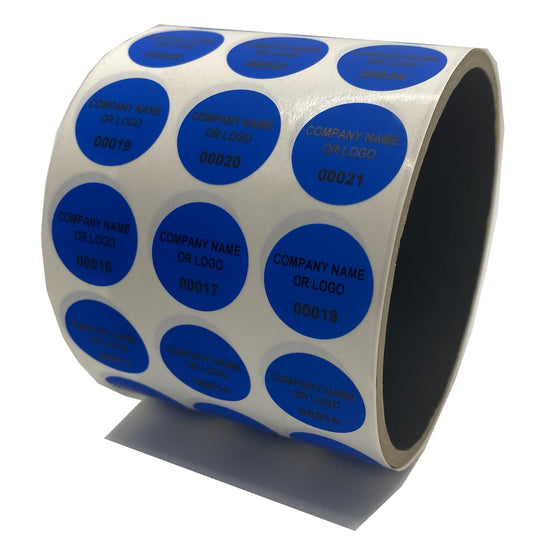 1,000 Non Residue Blue Tamper-Evident Stickers TamperGuard® Security Label Seal , Round/ Circle 0.75" diameter (19mm) >Click on item details to customize.