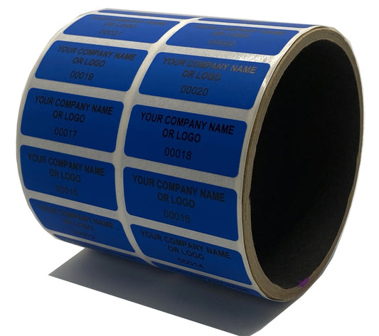 1,000 Non Residue Blue Tamper-Evident Stickers TamperGuard® Security Label Seal , Rectangle 1.5" x 0.6" (38mm x 15mm) >Click on item details to customize.