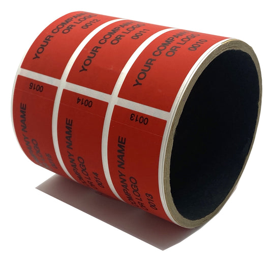 10,000 Non Residue Red Tamper-Evident Stickers TamperGuard® Security Label Seal , Rectangle 2.75" x 1" (70mm x 25mm) >Click on item details to customize.