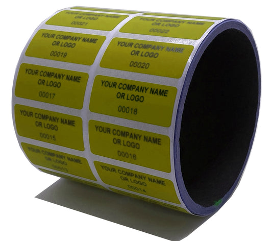 10,000 Non Residue Yellow Tamper-Evident Stickers TamperGuard® Security Label Seal , Rectangle 1.5" x 0.6" (38mm x 15mm) >Click on item details to customize.