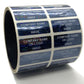 10,000 Black Tamper Evident Security Holographic Blue Label Seal Sticker, Rectangle 1.5" x 0.6" (38mm x 15mm). CustomPrinted. >Click on item details to Customize.