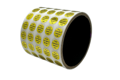 10,000 Tamper Evident Security Labels Gold TamperVoidPro Seal Sticker, Round/ Circle 0.5" diameter (13mm). Custom Printed. >Click on item details to customize.