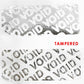 500 Metallic Tamper Evident Security Labels Silver Chrome TamperVoidPro Seal Sticker, Rectangle 1.5" x 0.6" (38mm x 15mm). Custom Printed. >Click on item details to customize.
