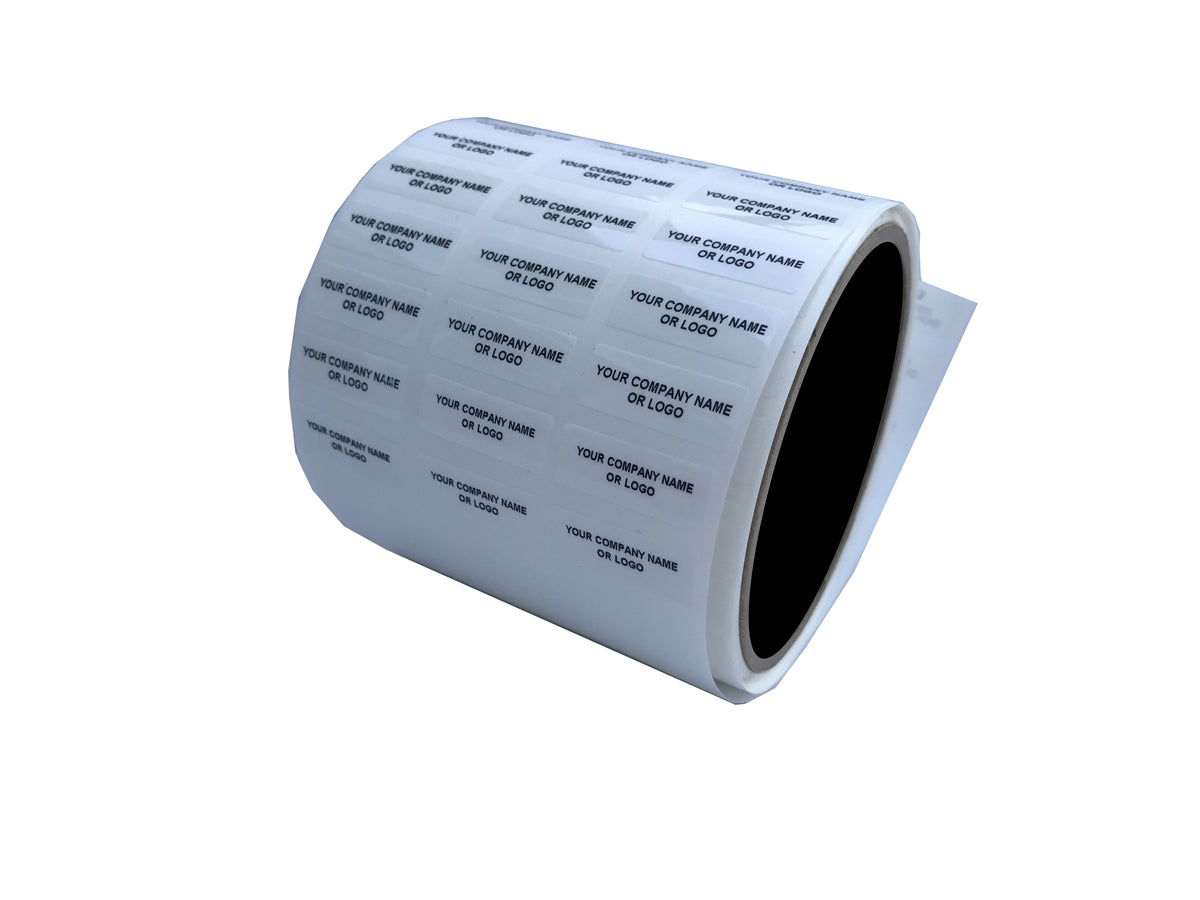 10,000 Tamper Evident Security Labels White TamperVoidPro Seal Sticker, Rectangle 0.75" x 0.25" (19mm x 6mm). Custom Printed. >Click on item details to customize.