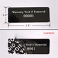 1,000 Tamper Evident Black Security Labels TamperColor Seal Sticker, Rectangle 1.5" x 0.6" (38mm x 15mm). Printed: Warranty Void if Removed + Serialization