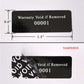 250 Tamper Evident Black Security Labels TamperColor Seal Sticker, Rectangle 1.5" x 0.6" (38mm x 15mm). Printed: Warranty Void if Removed + Serialization