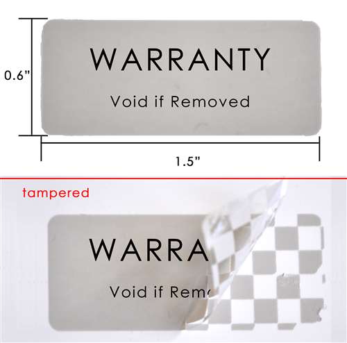 250 Tamper Evident Grey Security Labels TamperColor Seal Sticker, Rectangle 1.5" x 0.6" (38mm x 15mm). Printed: Warranty Void if Removed