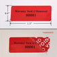 250 Tamper Evident Red Security Labels TamperColor Seal Sticker, Rectangle 1.5" x 0.6" (38mm x 15mm). Printed: Warranty Void if Removed + Serialization