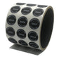 10,000 Tamper Evident Black Non Residue Security Labels TamperGuard® Seal Sticker, Round/ Circle 0.75" diameter (19mm). Printed: Warranty Void if Removed + Serialized