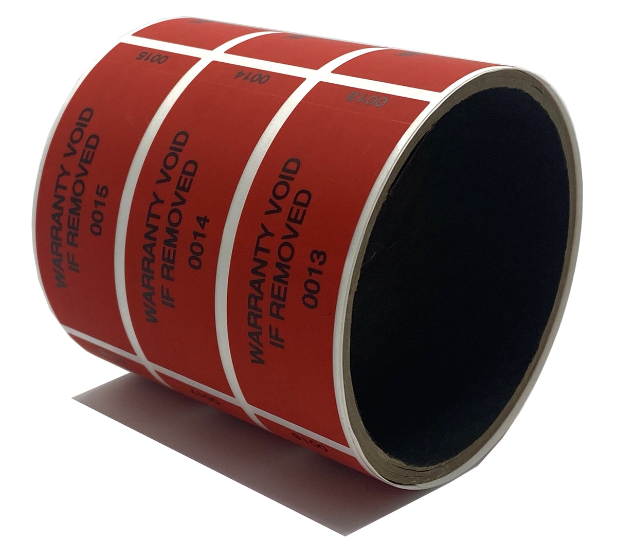 10,000 Tamper Evident Red Non Residue Security Labels TamperGuard® Seal Sticker, Rectangle 2.75" x 1" (70mm x 25mm). Printed: Warranty Void if Removed + Serialized