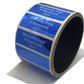500 Blue Tamper Evident Holographic Security Label Seal Sticker TamperMax®, Rectangle 2" x 0.75" (51mm x 19mm). Printed: Warranty Void if Removed + Serialization