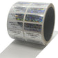 500 Silver Tamper Evident Holographic Silver Bright Security Label Seal Sticker TamperMax®, Rectangle 1.5" x 0.6" (38mm x 15mm). Printed: Warranty Void if Removed + Serialization