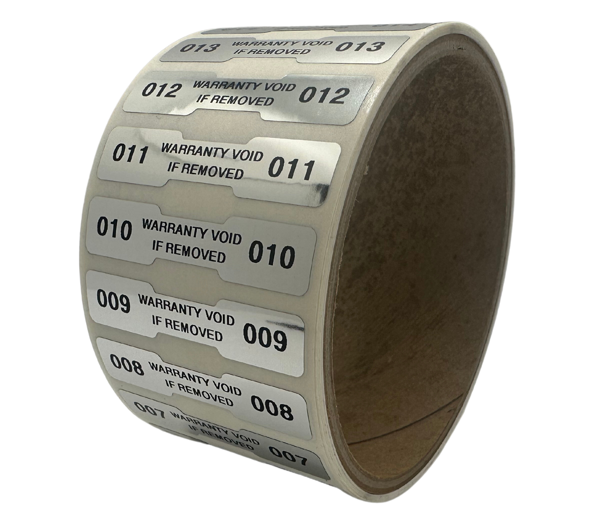 10,000 TamperVoidPro® Tamper Evident Security Labels Seal Sticker, Dogbone Shape Size 1.75" x 0.375 (44mm x 9mm). Printed: Warranty Void if Label Removed + Serialization.