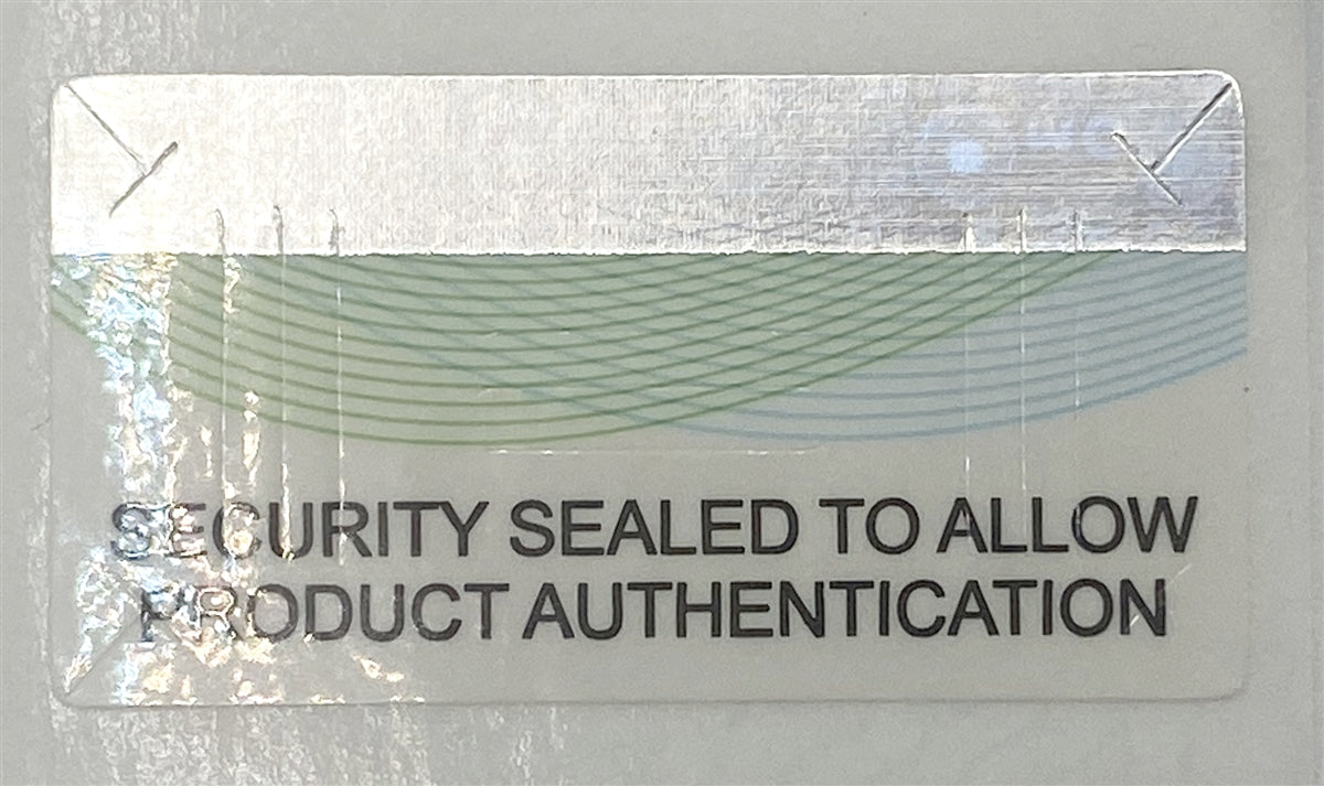 250 Semi Destructible Security Label with Holographic Stripe 1.3" x 0.7" (34mm x 18mm).