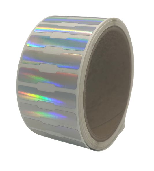 250 Rainbow Tamper-Evident Security Labels TamperColor® Seal Stickers, Dogbone Shape Size 1.75" x 0.375 (44mm x 9mm).