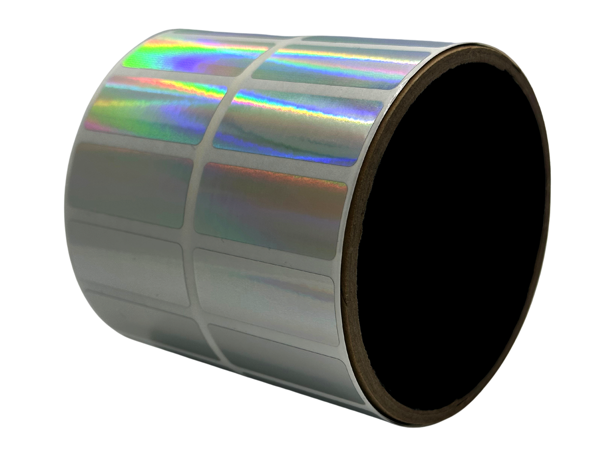 10,000 Rainbow No Residue Tamper-Evident Security Labels TamperGuard® Seal Sticker, Rectangle 1.5" x 0.6" (38mm x 15mm).