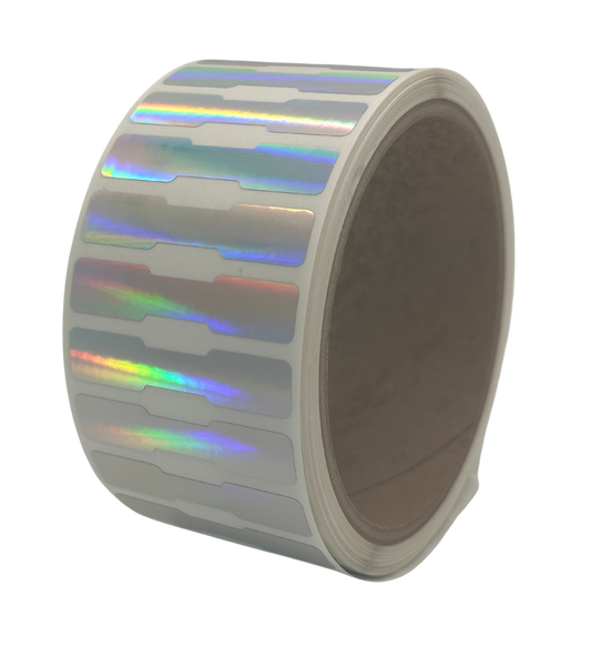 10,000 Rainbow No Residue Tamper-Evident Security Labels TamperGuard® Seal Sticker, Dogbone 1.75" x 0.375" (44mm x 9mm).