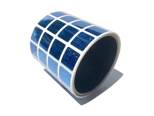 1,000 Blue Tamper Evident Holographic Security Label Seal Sticker, Square 0.75" (19mm).