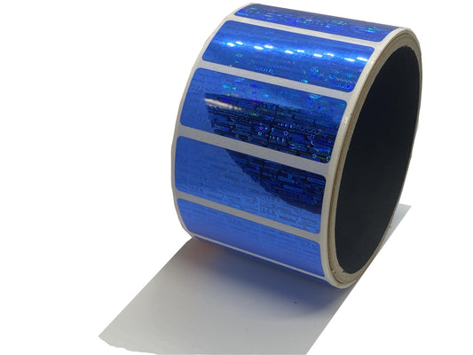 1,000 Blue Tamper Evident Holographic Security Label Seal Sticker, Rectangle 2" x 0.75" (51mm x 19mm)