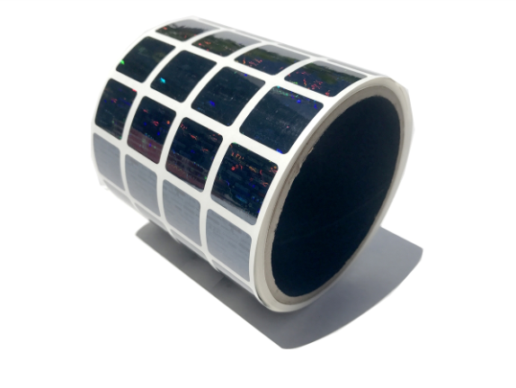 250 Black Tamper Evident Holographic Security Label Seal Sticker, Rectangle .75" x 0.6" (19mm x 15mm).