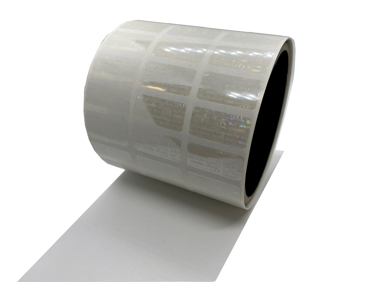 2,000 Clear Tamper Evident Holographic Security Label Seal Sticker, Rectangle 1" x 0.5" (25mm x 13mm).