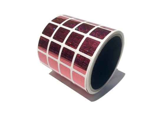 250 Red Tamper Evident Holographic Security Label Seal Sticker, Square 0.75" (19mm).