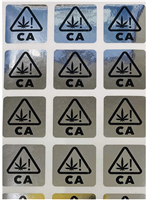 10,000 Tamper-Evident Silver Chrome Security Labels California Marijuana Universal Symbol Warning Labels - Size: 0.75" x 0.75" (19mm x 19mm)