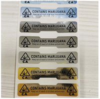 10,000 Dog Bone California Contains Marijuana Silver Chrome Tamper Proof Labels Seal Sticker, Dogbone Size 1.75" x 0.375" (44mm x 9mm).